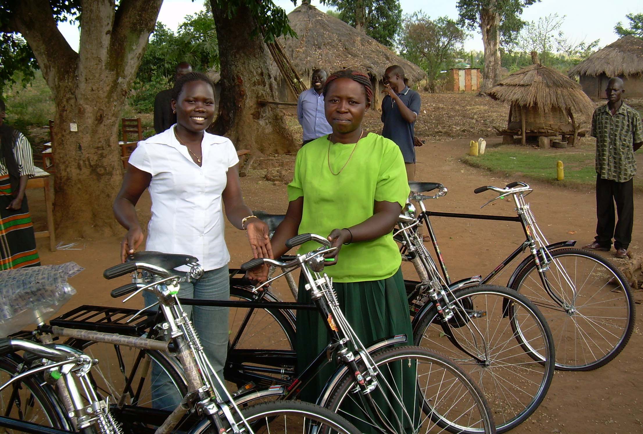 Giving bikes in Uganda